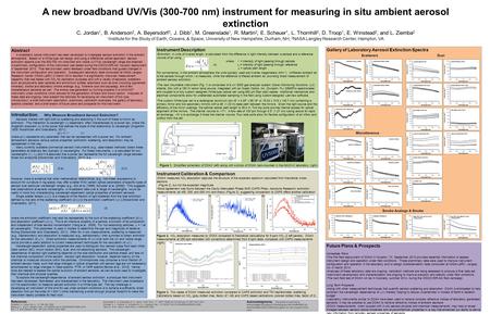 A new broadband UV/Vis (300-700 nm) instrument for measuring in situ ambient aerosol extinction C. Jordan 1, B. Anderson 2, A. Beyersdorf 2, J. Dibb 1,