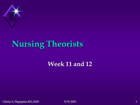 Nursing Theorists Week 11 and 12.