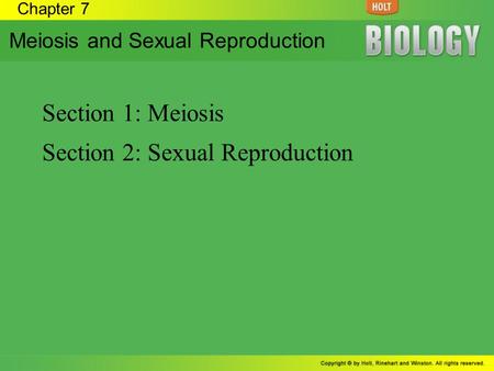 Section 2: Sexual Reproduction