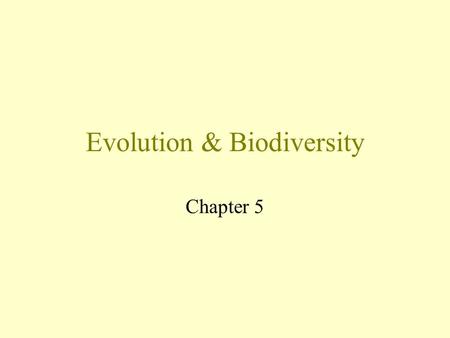 Evolution & Biodiversity