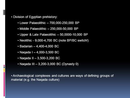 Division of Egyptian prehistory: