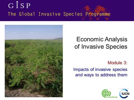 Module 3: Impacts of invasive species and ways to address them Economic Analysis of Invasive Species.