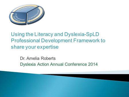 Using the Literacy and Dyslexia-SpLD Professional Development Framework to share your expertise Dr. Amelia Roberts Dyslexia Action Annual Conference 2014.