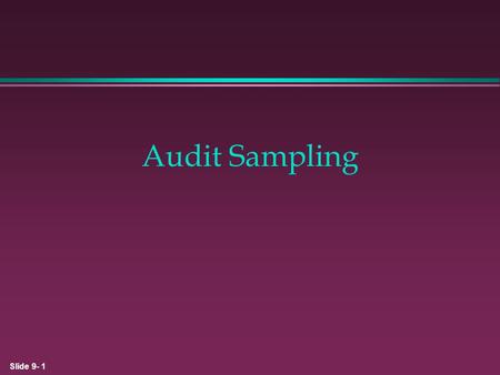 Audit Sampling 1.