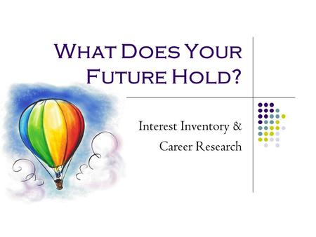 What Does Your Future Hold? Interest Inventory & Career Research.