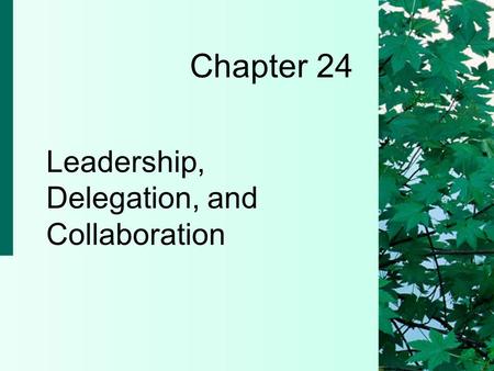 Chapter 24 Leadership, Delegation, and Collaboration.