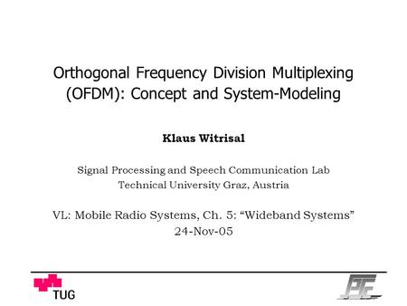 Klaus Witrisal Signal Processing and Speech Communication Lab