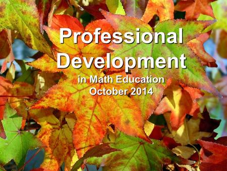 Professional Development in Math Education October 2014.