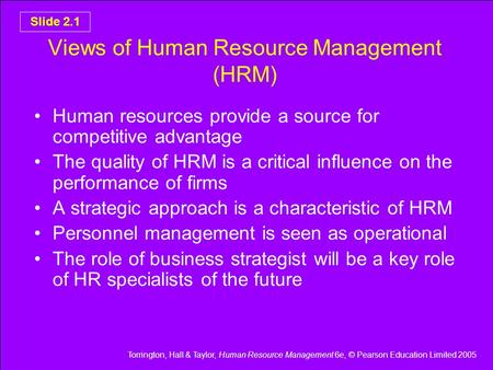 Views of Human Resource Management (HRM)