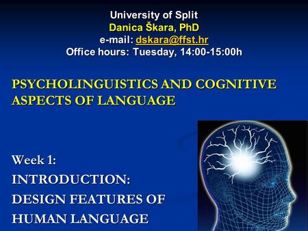 PSYCHOLINGUISTICS AND COGNITIVE ASPECTS OF LANGUAGE