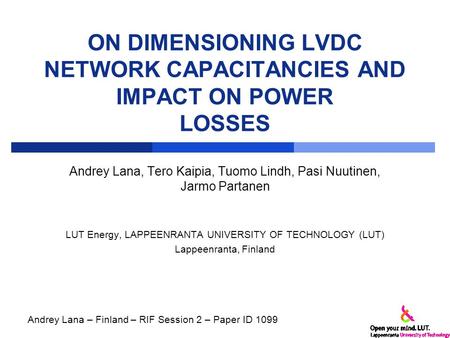 ON DIMENSIONING LVDC NETWORK CAPACITANCIES AND IMPACT ON POWER LOSSES