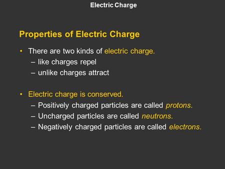Properties of Electric Charge