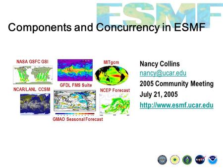 Components and Concurrency in ESMF Nancy Collins  2005 Community Meeting July 21, 2005  GMAO Seasonal.