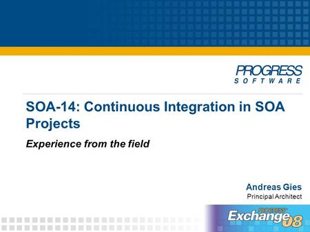 SOA-14: Continuous Integration in SOA Projects Experience from the field Andreas Gies Principal Architect.