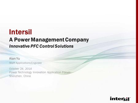 A Power Management Company Innovative PFC Control Solutions