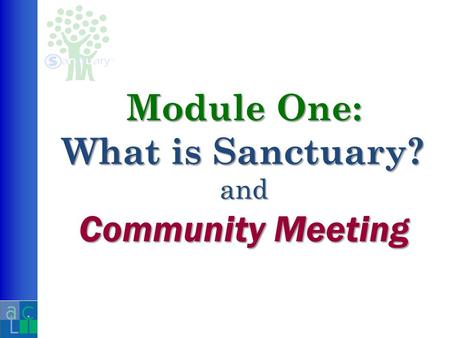Module One: What is Sanctuary? and Community Meeting.