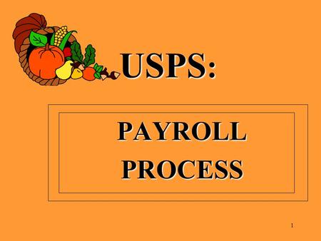 USPS : PAYROLLPROCESS 1. ITC BEGINNING PAYROLL TRAINING MONDAY, SEPTEMBER 24, 2012 TUESDAY, SEPTEMBER 25, 2012 2.