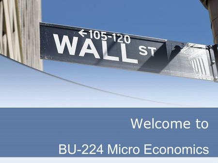 Welcome to BU-224 Micro Economics.