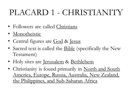 PLACARD 1 - CHRISTIANITY