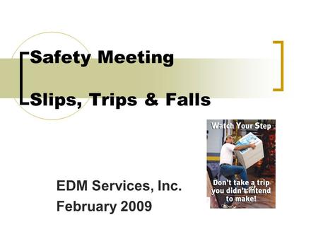 Safety Meeting Slips, Trips & Falls EDM Services, Inc. February 2009.