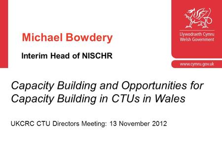 Michael Bowdery Interim Head of NISCHR