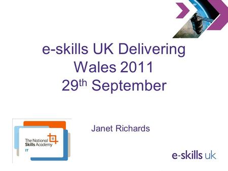 E-skills UK Delivering Wales 2011 29 th September Janet Richards.
