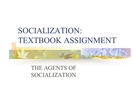 SOCIALIZATION: TEXTBOOK ASSIGNMENT