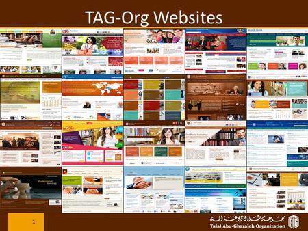 TAG-Org Websites 1. Why Websites ? Branding: Since it's our website, we can set the design and build the awareness of our brand. To create our own Online.