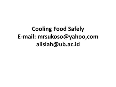 Cooling Food Safely