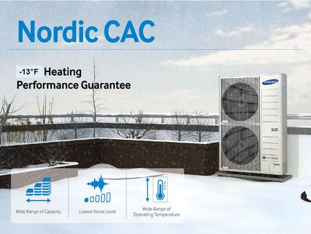 -13°F. . CAC Line up (Heat Pump) Capacity (Btu/h)18,00024,00030,00036,00042,00048,000 Remote Controller Wireles s Wired Nordic Outdoor Unit 1Φ, 208~230.