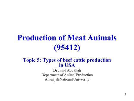 Production of Meat Animals (95412)