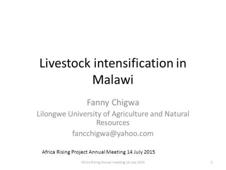 Livestock intensification in Malawi