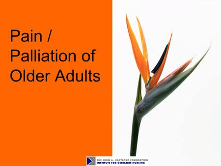 Pain / Palliation of Older Adults. 2 Objectives Identify the incidence of pain in older adults Assess pain using client self-report and / or validated.