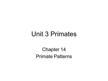 Chapter 14 Primate Patterns