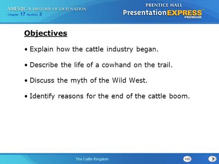 Objectives Explain how the cattle industry began.