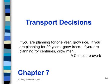 Transport Decisions Chapter 7