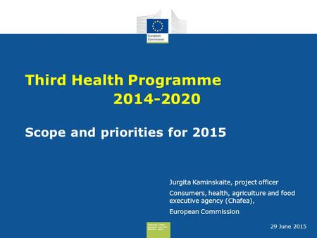 Third Health Programme Scope and priorities for 2015
