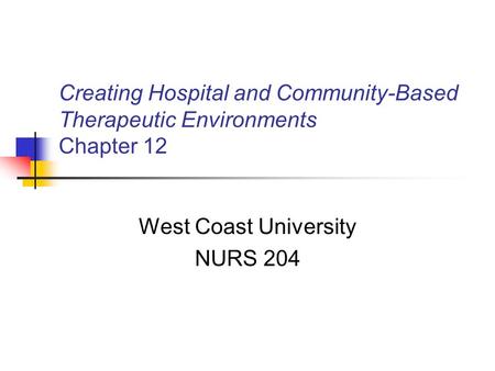 West Coast University NURS 204