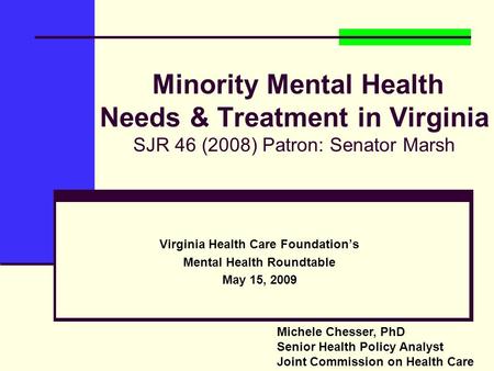 Virginia Health Care Foundation’s Mental Health Roundtable