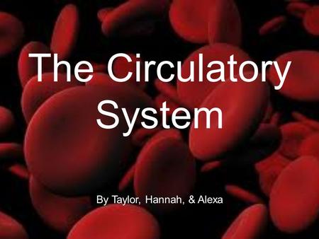 The Circulatory System By Taylor, Hannah, & Alexa.