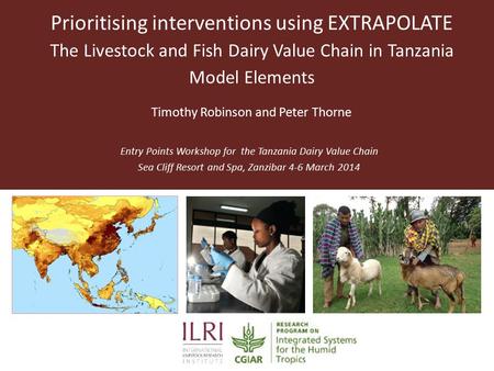 Prioritising interventions using EXTRAPOLATE The Livestock and Fish Dairy Value Chain in Tanzania Model Elements Entry Points Workshop for the Tanzania.