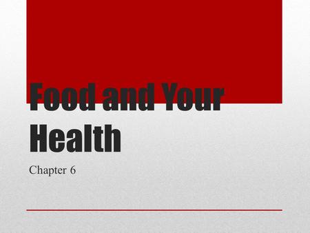 Food and Your Health Chapter 6. Managing your Weight Burn more calories than you eat (3,500 calories = 1 lbs) Overweight = more than 10% over standard.