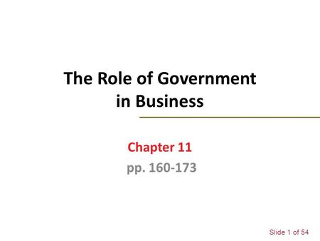 The Role of Government in Business