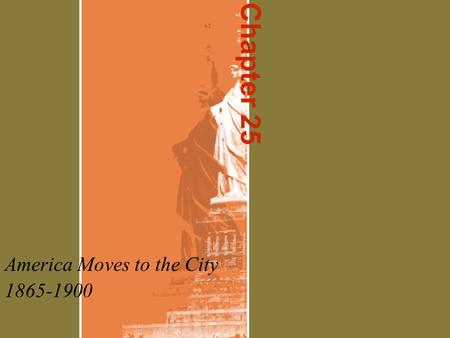 Chapter 25 America Moves to the City 1865-1900. City Living Population in cities tripled after war 1900: NYC= 2 nd largest city in world Skyscrapers and.