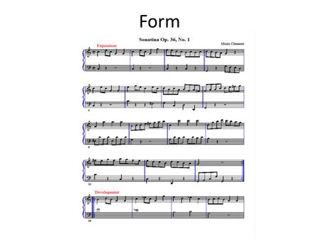 Form. Form p. 2 C Major Triad, Meas. 1-2 C Major 5 Finger Pattern, m. 2-3.