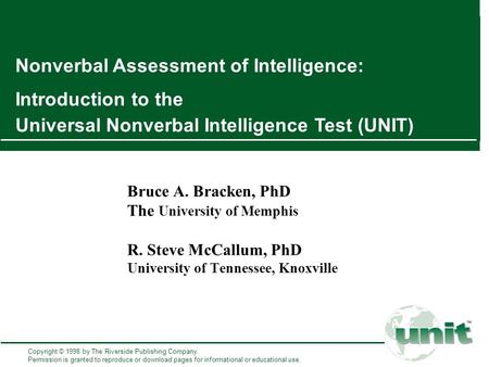 Nonverbal Assessment of Intelligence:
