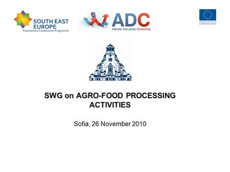 SWG on AGRO-FOOD PROCESSING ACTIVITIES Sofia, 26 November 2010.