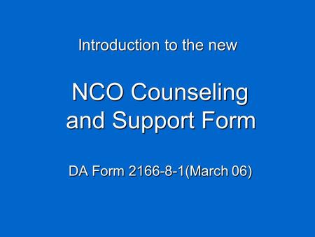 NCO Counseling and Support Form DA Form (March 06)