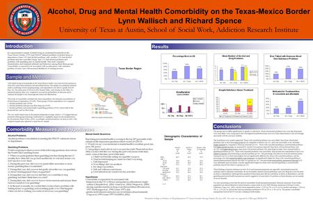 Alcohol, Drug and Mental Health Comorbidity on the Texas-Mexico Border Lynn Wallisch and Richard Spence University of Texas at Austin, School of Social.
