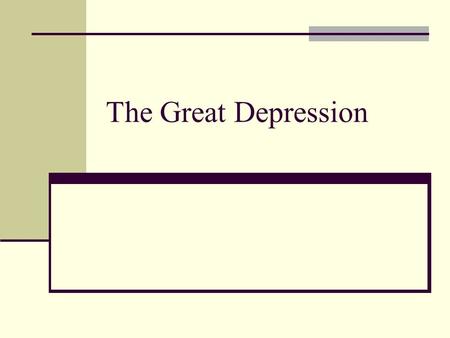 The Great Depression. Defining Depression What is an economic depression?